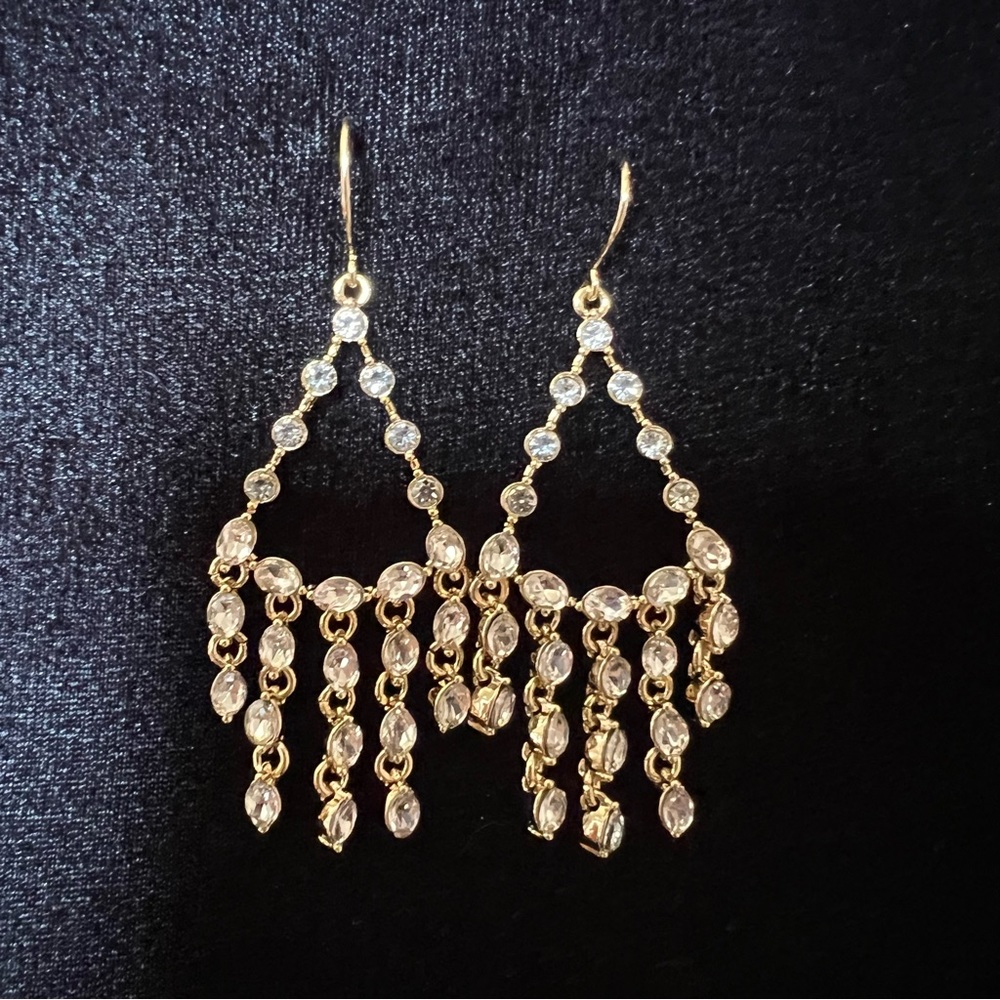 J. Crew Factory Crystal Dabgly Statement Earrings NWT